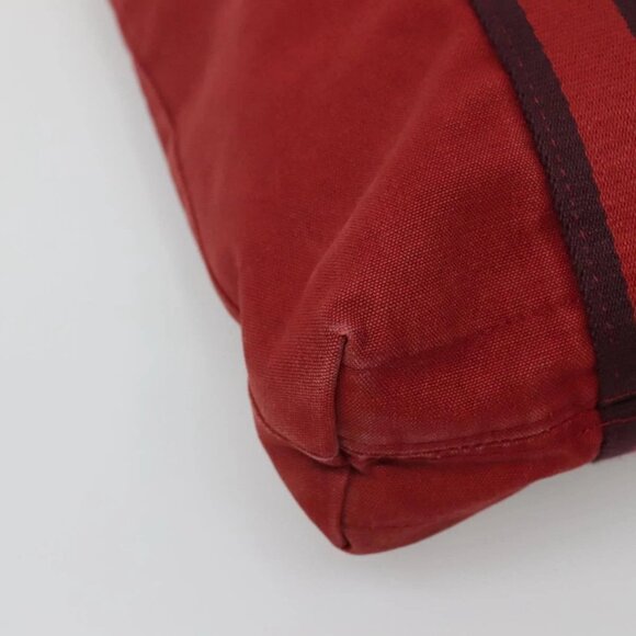 HERMES Fourre Tout cabas Tote Bag Canvas Red Navy Auth bs24477 - Picture 15 of 16